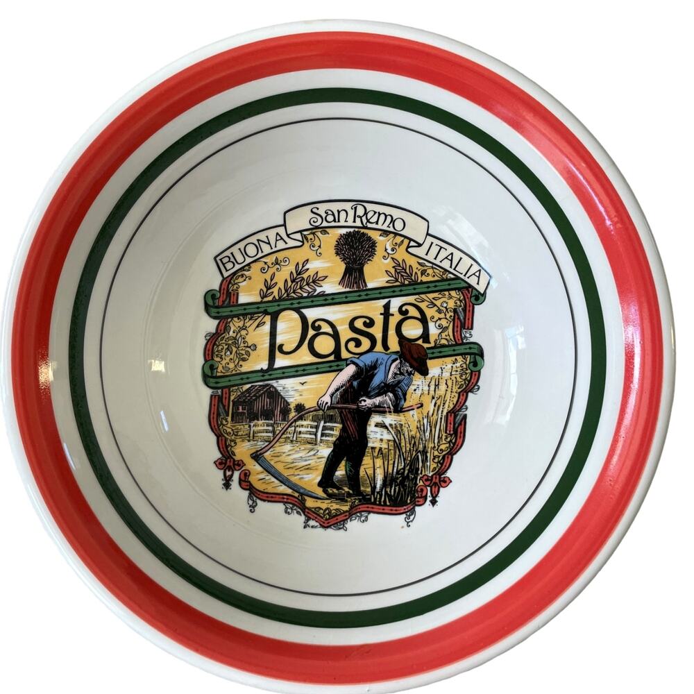 Vintage Himark 11" Ceramic Pasta Serving Bowl Dish BUONA SAN REMO ITALIA